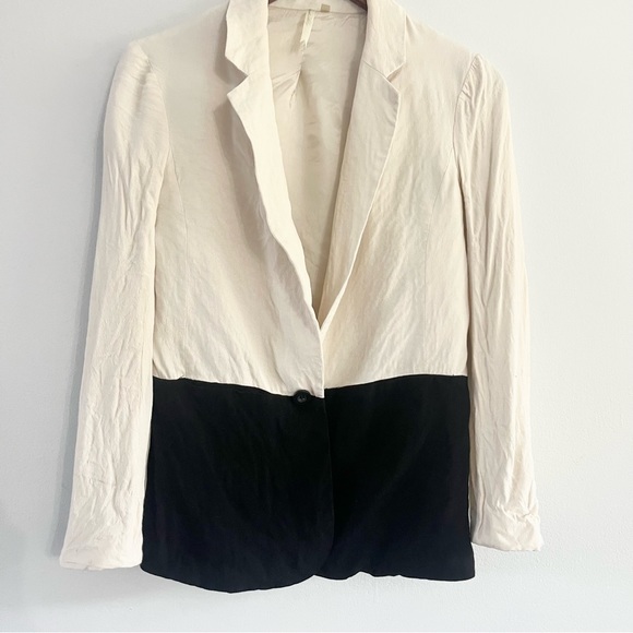 Petticoat Alley Color Blocked Lightweight Blazer w One Button Rayon Viscose S - Picture 4 of 8